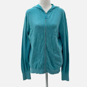 Tommy Bahama Sea Glass Cotton Hoodie in Clear Ocean - Size Large